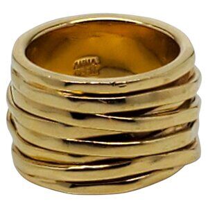Anna Beck Sterling Silver Gold Plated Wavy Wide Band Ring Size 8 #22599